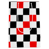Rood Zwart Wit Geruit Patroonontwerp Medium Cadeauzakje (Achterkant)