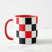 Rood Zwart Wit Geruit Patroonontwerp Mok (Links)