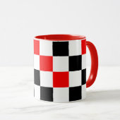 Rood Zwart Wit Geruit Patroonontwerp Mok (Voorkant rechts)