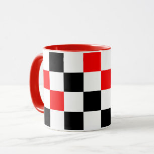 Rood Zwart Wit Geruit Patroonontwerp Mok