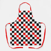 Rood Zwart Wit Geruit Patroonontwerp Schort (Voorkant)