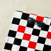 Rood Zwart Wit Geruit Patroonontwerp Strandlaken (In situ)