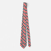 Rood Zwart Wit Geruit Patroonontwerp  Stropdas (Voorkant)