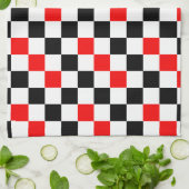 Rood Zwart Wit Geruit Patroonontwerp Theedoek (Gevouwen)