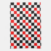 Rood Zwart Wit Geruit Patroonontwerp Theedoek (Verticaal)