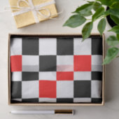 Rood Zwart Wit Geruit Patroonontwerp  Tissuepapier (Geschenk)