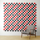 Rood Zwart Wit Geruit Patroonontwerp Wandkleed (In Situ (horizontaal))