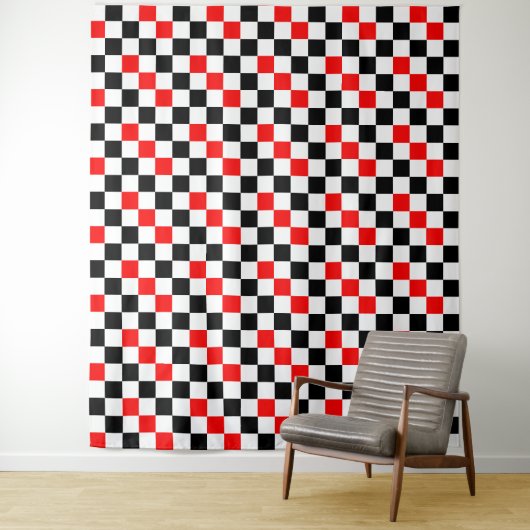 Rood Zwart Wit Geruit Patroonontwerp Wandkleed (In situ)