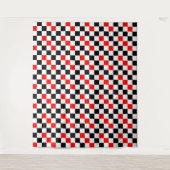 Rood Zwart Wit Geruit Patroonontwerp Wandkleed (Voorkant)