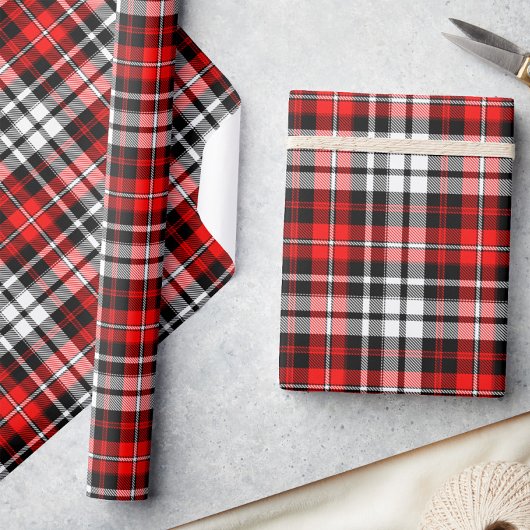 Rood Zwart Wit Geruit Schotse Ruit Patroon Ontwerp Cadeaupapier