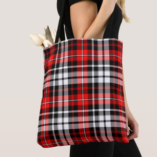 Rood Zwart Wit Geruit Schotse Ruitpatroon Ontwerp  Tote Bag