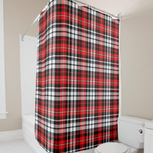 Rood Zwart Wit Geruit Tartan Patroon Design Douchegordijn