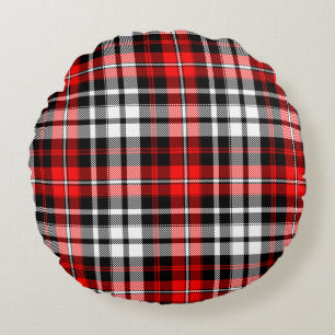 Rood Zwart Wit Geruit Tartan Patroon Design Rond Kussen
