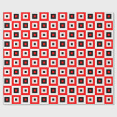 Rood Zwart Wit Geruit Vierkant Patroonontwerp Cadeaupapier (Vlak)