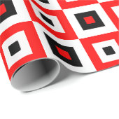 Rood Zwart Wit Geruit Vierkant Patroonontwerp Cadeaupapier (Rol Hoek)