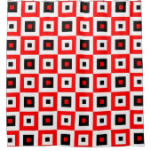 Rood Zwart Wit Geruit Vierkant Patroonontwerp Douchegordijn (Voorkant)