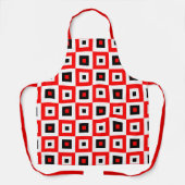 Rood Zwart Wit Geruit Vierkant Patroonontwerp Schort (Voorkant)
