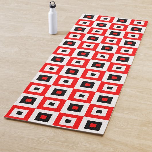 Rood Zwart Wit Geruit Vierkant Patroonontwerp Yogamat