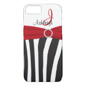 Rood, zwart, wit, gestreept iPhone 7 Hoesje (Achterkant)