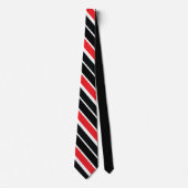 Rood Zwart & Wit Gestreept Stropdas (Voorkant)