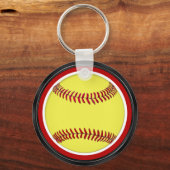 Rood, zwart, wit, GEVALIDEERD Softball-Sleutelhang Sleutelhanger (Achterkant)