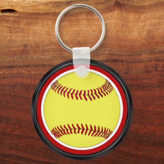 Rood, zwart, wit, GEVALIDEERD Softball-Sleutelhang Sleutelhanger (Achterkant)