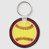 Rood, zwart, wit, GEVALIDEERD Softball-Sleutelhang Sleutelhanger (Achterkant)