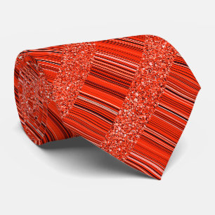 Rood Zwart Wit Glitter en Strepen Stropdas