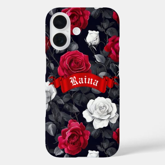 Rood Zwart-Wit Gothic Rozen iPhone / iPad case (Achterkant)