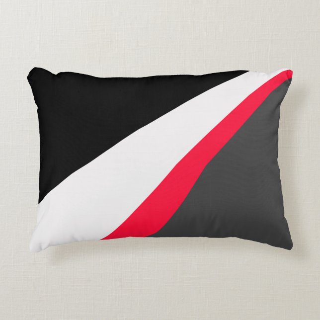Rood zwart wit grijs patroon decoratief kussen (Voorkant)