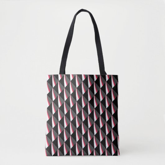 Rood zwart wit grijs patroon tote bag (Voorkant)