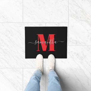 Rood Zwart-Wit Handtekening Monogram 2025 Deurmat