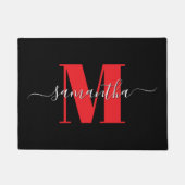 Rood Zwart-Wit Handtekening Monogram 2025 Deurmat (Voorkant)