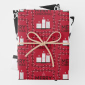 Rood Zwart Wit Kaars Illustraties Patroon Inpakpapier Vel (In situ)