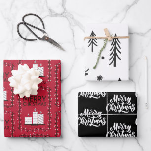 Rood Zwart Wit Kaars Illustraties Patroon Inpakpapier Vel
