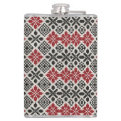 Rood Zwart Wit Keffiyeh Folk Pattern Flask Heupfles (Achterkant)