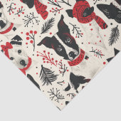 Rood Zwart Wit Kerst Honden Thema Patroon Tissuepapier (Detail)