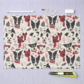 Rood Zwart Wit Kerst Honden Thema Patroon Tissuepapier (Craft)