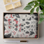 Rood Zwart Wit Kerst Honden Thema Patroon Tissuepapier (Geschenk)