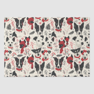 Rood Zwart Wit Kerst Honden Thema Patroon Tissuepapier