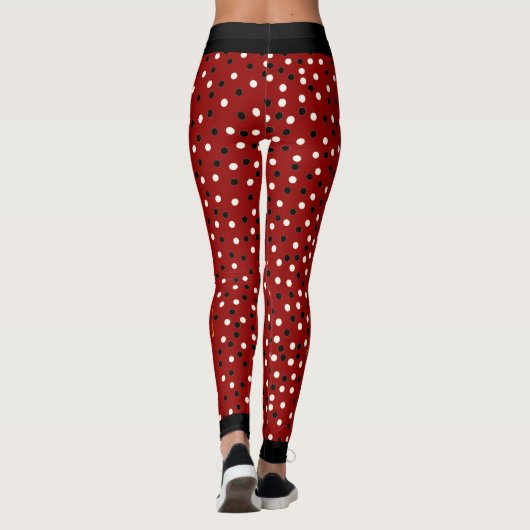 Rood zwart-wit leggings met een stip (Achterkant)
