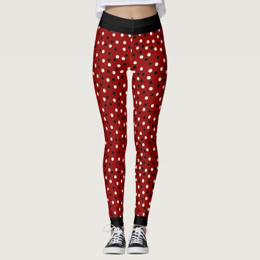 Rood zwart-wit leggings met een stip (Voorkant)