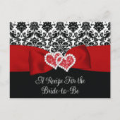 Rood, Zwart, Wit Liefde Harten Bruidsrecept Kaart (Voorkant)