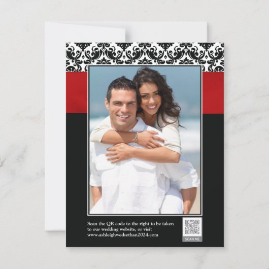 Rood, Zwart, Wit Liefde Harten Foto Save the Date (Achterkant)