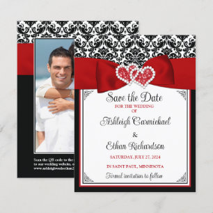 Rood, Zwart, Wit Liefde Harten Foto Save the Date