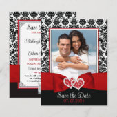 Rood, Zwart, Wit Liefde Harten Foto Save the Date (Voorkant / Achterkant)