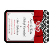 Rood, Zwart, Wit Liefde Hartjes Foto Save the Date Magneet (Horizontaal)