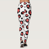 Rood Zwart Wit Luipaard Dierenprint Leggings (Achterkant)