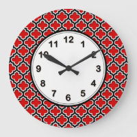 Rood Zwart Wit Marokkaans Quatrefoil Patroon #5DS