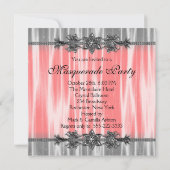 Rood Zwart Wit Masquerade Party Kaart (Achterkant)